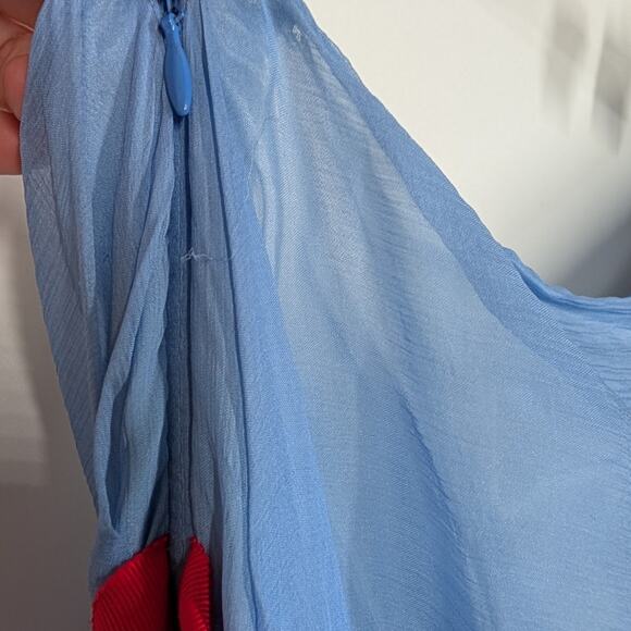 Talbot Runhof Grecian Blue One Shoulder Draped Gown Floral Embellishments Sz 12 - Picture 11 of 15